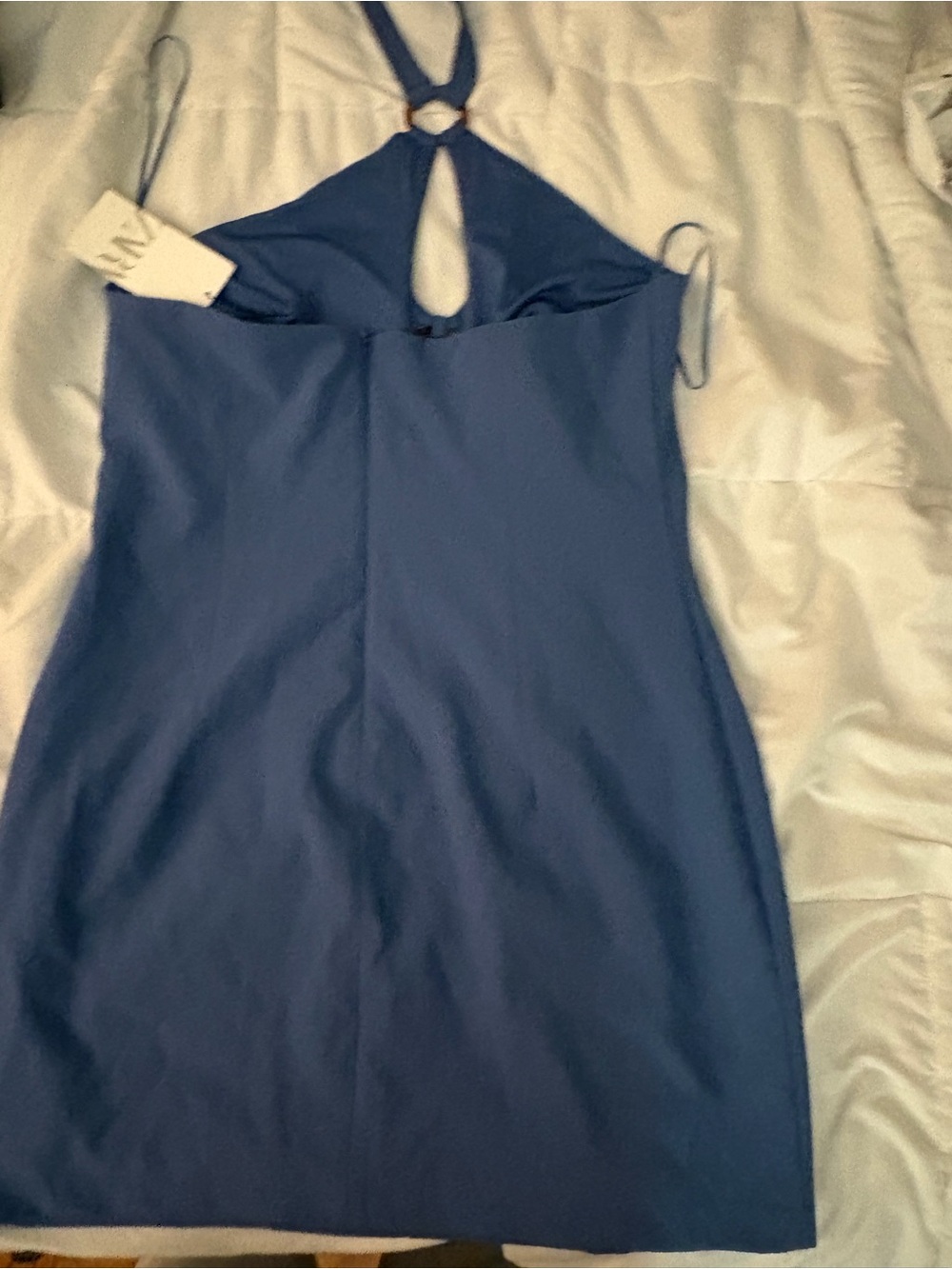 Zara Blue Halter Ring-Front Mini Dress